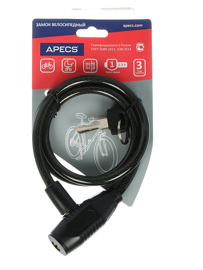 Замок велосипедный тросовый, Apecs, PD-81-80, 800 мм