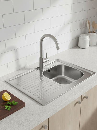 Мойка кухонная накладная, Ukinox, нержавеющая сталь, 800х600х120 мм, ECO800.600 R