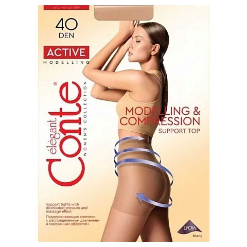 Колготки Conte, Active, 40 DEN, р. 6, natural/телесные, шортики утягивающие