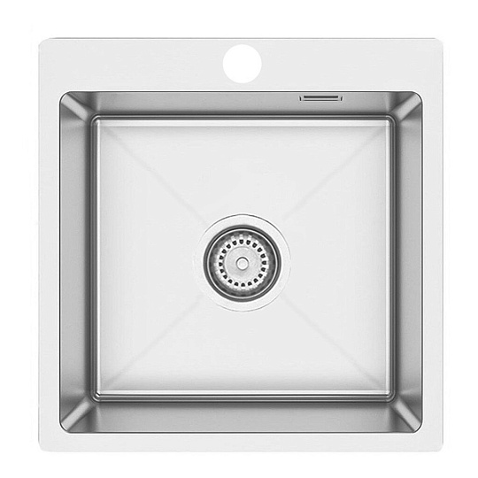 Мойка кухонная врезная, Ukinox, Практика, 500х500х200 мм, комплект: мойка+выпуск+крепежи 8 штук, PRB500.500 -GT10C 0CW &amp; S