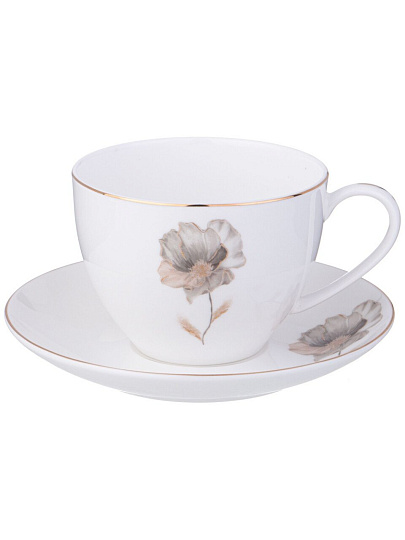 Набор чайный фарфор, 4 предмета, на 2 персоны, 260 мл, Lefard, Inspiration Золотой цветок, 422-123, подарочная упаковка, белый