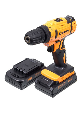 Дрель-шуруповерт аккумуляторный, Вихрь, ДА-24Л-2к, 24 В, кейс, 72/14/18
