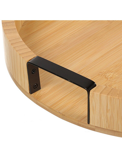 Поднос бамбук, 38.7х5.3 см, круглый, с ручками, ST01438B1