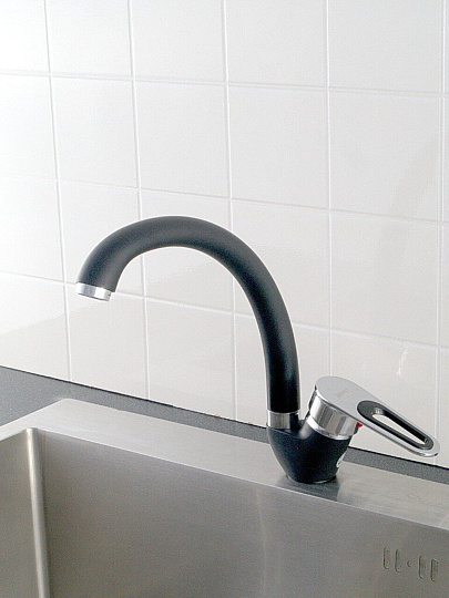 Смеситель для кухни, Эверест, с картриджем, черный, хром, B59-274F