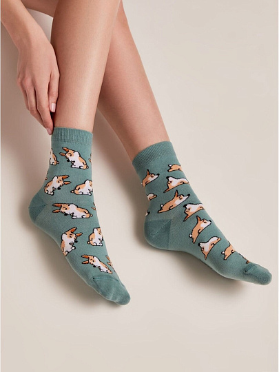 Носки для женщин, Conte, Happy, 388, серо-бирюзовые, р. 23-25, 17С-21СП