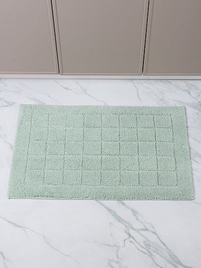 Коврик для ванной, 0.5х0.8 м, полиэстер, серо-голубой, Silvano, Клетка, Y4-11462