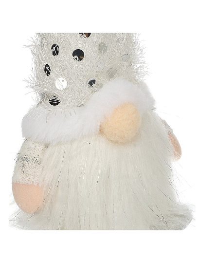 Фигурка декоративная текстиль, Гномик, 30 см, подсветка, белая, Y4-9369