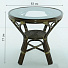 Стол натуральный ротанг, со стеклом, 83х83х77 см, круглый, столешница стеклянная, олива, 02/09А - фото 3