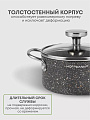 Кастрюля алюминий, антипригарное покрытие, 1.2 л, крышка стекло, Hoffmann, НМ 7766, черный мрамор, индукция - фото 3