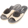 Тапки для женщин, бежевый, серые, р. 40-41, открытые, С зайчиком, А-78-139-12