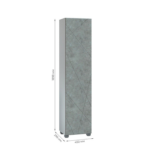 Шкаф Geometry 450, ЛДСП, МДФ, 29.6х45х189.8 мм, серый, пенал в ванную, VIGO, 243 бетон