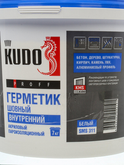 Герметик акриловый, шовный, KUDO, Proff, SMS-311, 700 г, пароизоляционный, внутренний, белый