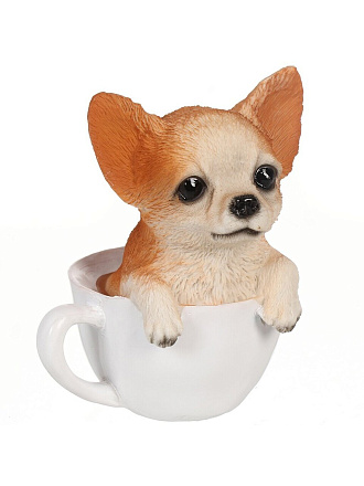 Копилка Чихуахуа в чашке, 14 см, полистоун, Y6-10536