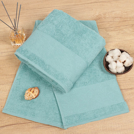 Полотенце банное 50х90 см, 100% хлопок, 420 г/м2, Cleanelly, бледно-голубое, Россия, ПТХ-2601-03733