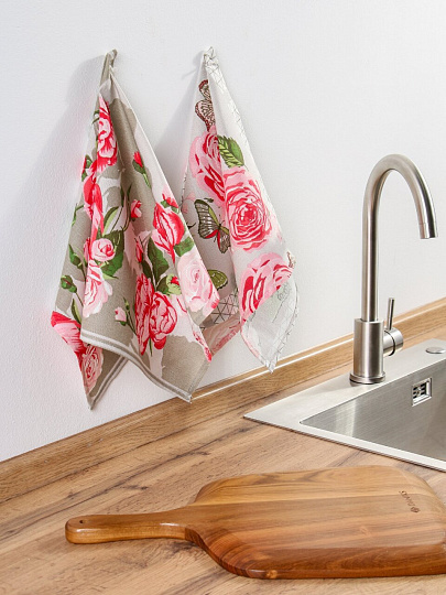 Набор полотенец кухонных 2 шт, 35х60 см, 100%хл, Textura, Миллион роз, РФ