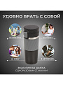 Термокружка нержавеющая сталь, пластик, 0.43 л, Daniks, колба нержавеющая сталь, серый, черная, JS-002-black-grey - фото 4