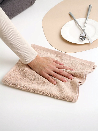 Полотенце кухонное махровое, 30х50 см, 480 г/м2, 100% хлопок, Silvano, Трея, бежевое, Узбекистан