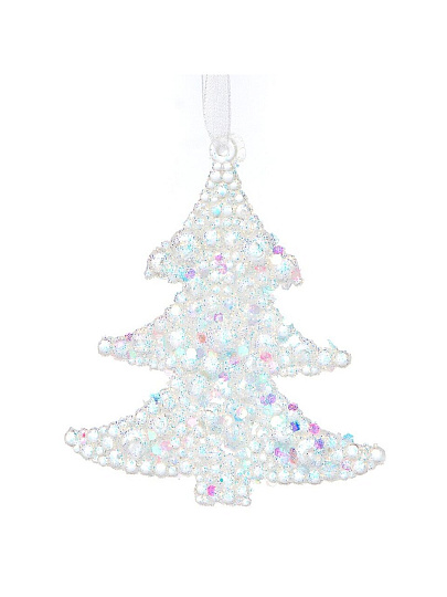 Елочное украшение Елочка, перламутр, 10 см, пластик, Y4-9464