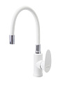 Смеситель для кухни, Stemix, гибкий излив, с картриджем, пластиковый корпус, белый, PL700-016F WHITE