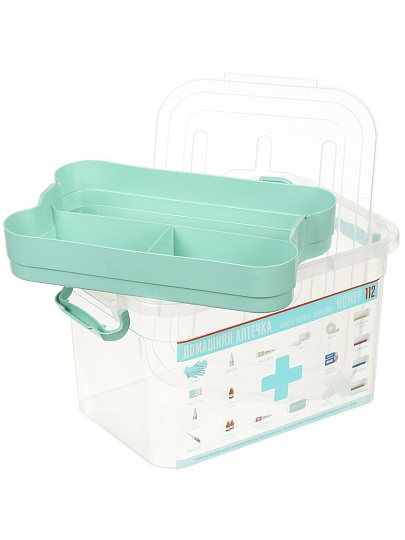 Контейнер для лекарств 6.5 л, 30х20х18 см, с вкладышем, Полимербыт, Домашний доктор, 4380903