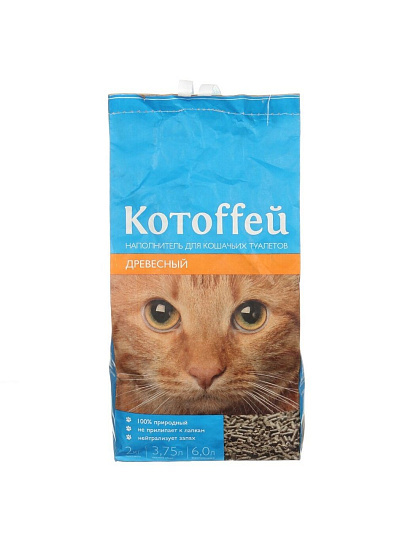 Наполнитель для лотка древесный, 6 л, 2 кг, Котоffей