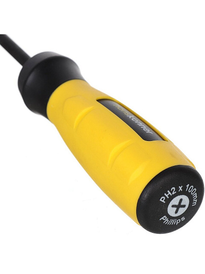 Отвертка крестовая, Hanskonner, PH2, двухкомпонентный, сталь, алмаз. наконеч, твер 59 HRC, HK1040-16-PH2-100