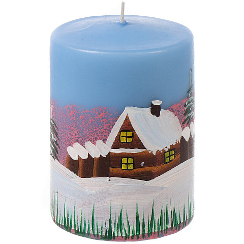 Свеча декоративная, цилиндр, Ладога, с новогодней росписью, 35 0536 8171 02