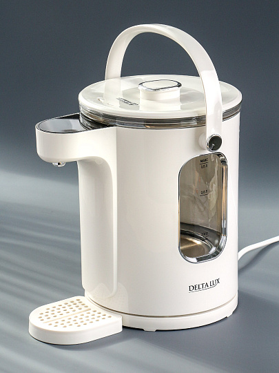 Термопот Delta Lux, DE-1701, белый, 3 л, 1600 Вт, скрытый нагревательный элемент, 13 режимов поддержания температуры, LCD-дисплей