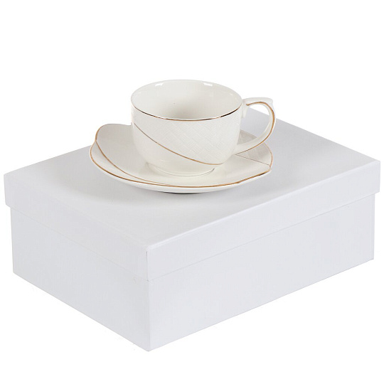 Чайная пара керамика, 2 предмета, на 1 персону, 200 мл, Daniks, Y4-4399, подарочная упаковка, белая
