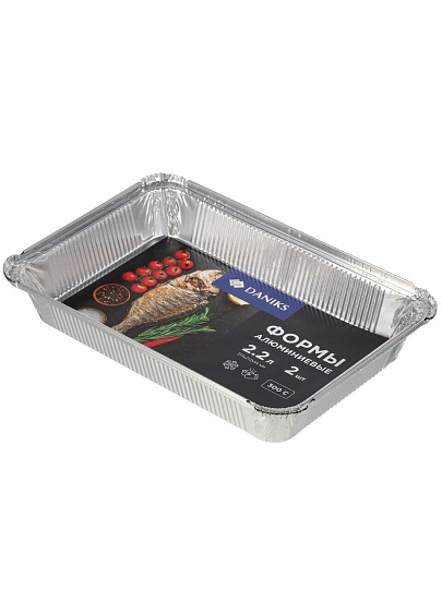 Форма для запекания алюминий, 2 шт, 31.3х21.3х4.4 см, 2.2 л, прямоугольная, Daniks, 86L