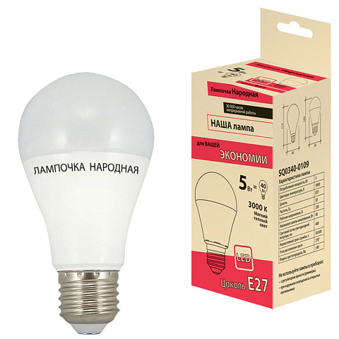 Лампа светодиодная TDM Electric SQ0340-0109 5 Вт E27 теплый белый свет