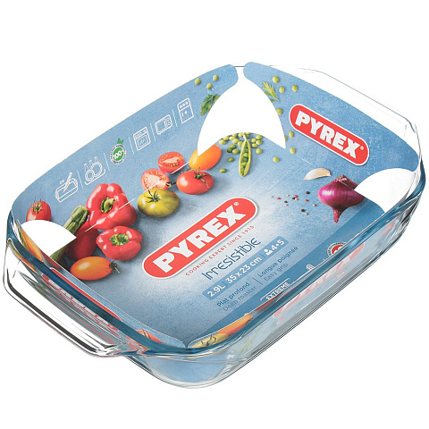 Форма для запекания стекло, 23х35 см, 2.9 л, прямоугольная, Pyrex, Irresistible, 408B000/7146