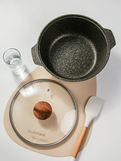 Кастрюля алюминий, антипригарное покрытие, 4 л, крышка стекло, Kukmara, Granit Ultra Induction original, кгои43а, индукция