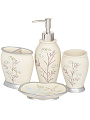 Набор для ванной 4 предмета, Весна, стакан, подставка для зубных щеток, дозатор для мыла, мыльница, Y3-874