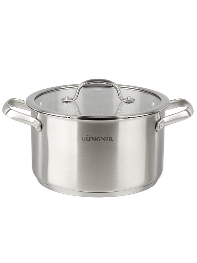 Кастрюля нержавеющая сталь, 4.1 л, крышка стекло, Катунь, Nord, GR01-D-22, индукция