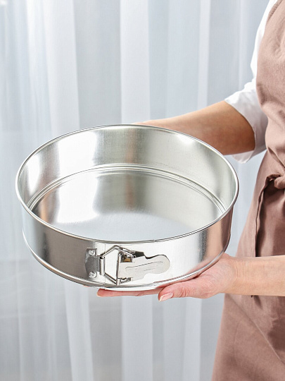 Форма для запекания алюминий, 24х24х7 см, круглая, разъемная, Никис, 62909