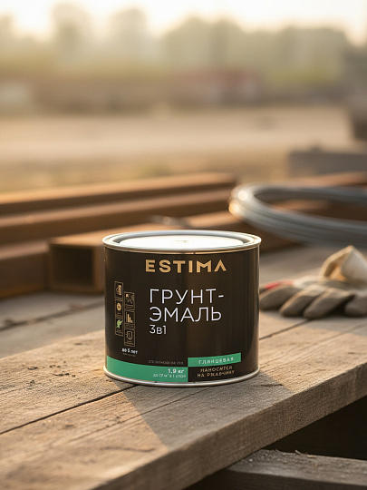 Грунт-эмаль Estima, по ржавчине, алкидная, черная, 1.9 кг