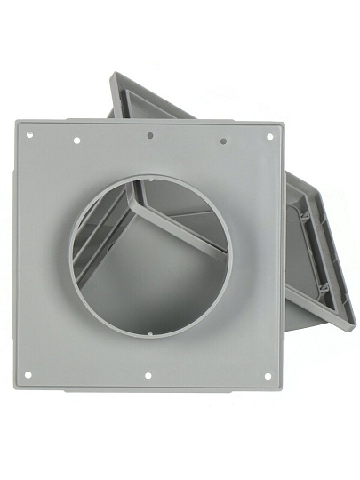 Выход стенной пластик, вытяжной, 175х175 мм, с обратным клапаном, с фланцем D100, серый, Event, 175К100ФВ сер