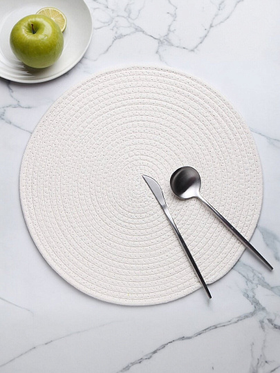 Салфетка сервировочная хлопок, 38х38 см, круглая, 2 шт, плетенка, Y4-9581
