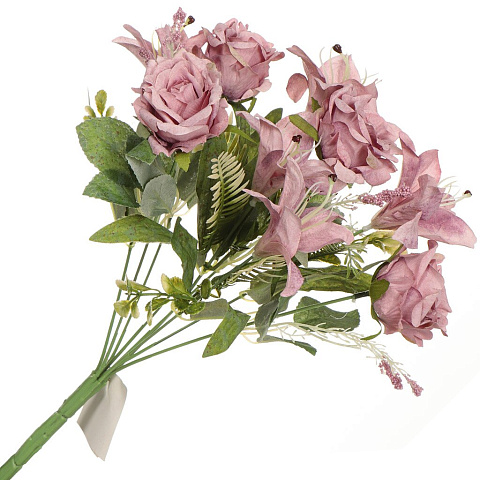 Цветок искусственный декоративный Букет роз, 40 см, сиреневый, Y3-1540