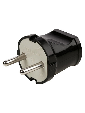 Вилка без заземления, 6 А, 250 В, черная, TDM Electric, Народная, SQ1806-0402