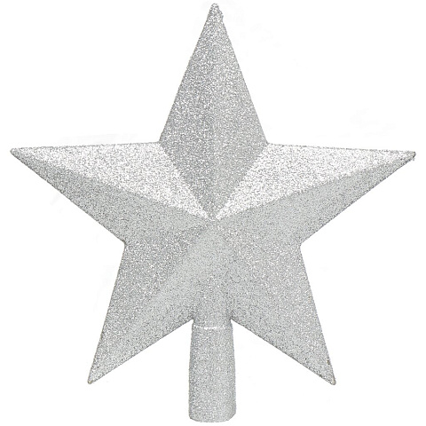 Верхушка на елку Звезда сверкающая, серебро, 20 см, пластик, SYCD18-003S