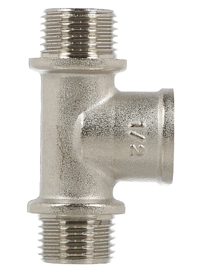 Тройник 1/2", ш-г-ш, никель, индивидуальная упаковка, РосТурПласт