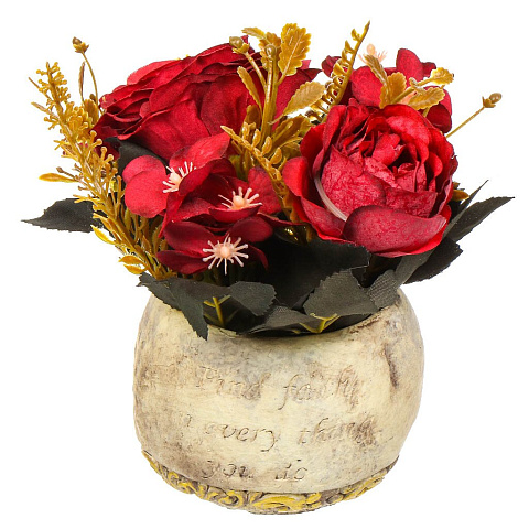 Цветок искусственный Роза, в кашпо, 10.5х10.5х14.5 см, Y4-6922