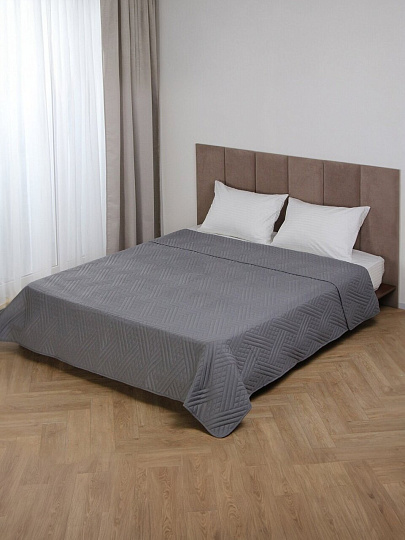 Покрывало евро, 220х240 см, 100% полиэстер, стеганое, Silvano, Сетка, темно-серое