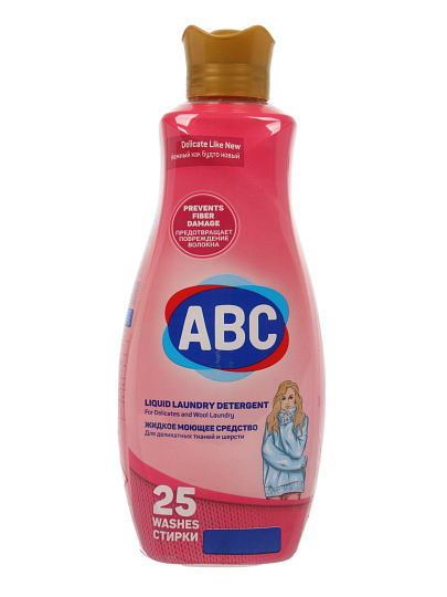 Гель для стирки ABC, 1.5 л, для деликатных тканей и шерсти, автомат
