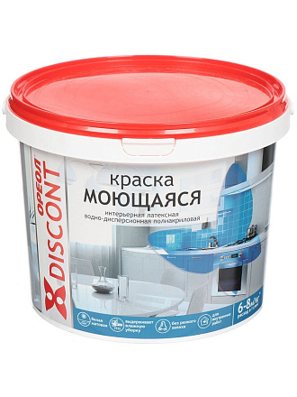 Краска водно-дисперсионная, Ореол, Дисконт, полиакриловая, универсальная, моющаяся, влагостойкая, матовая, белая, 3 кг