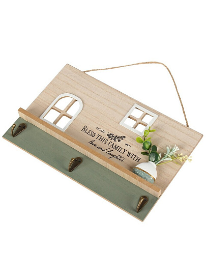 Ключница Уют, 29.8х19.5 см, МДФ, металл, 3 крючка, A200171