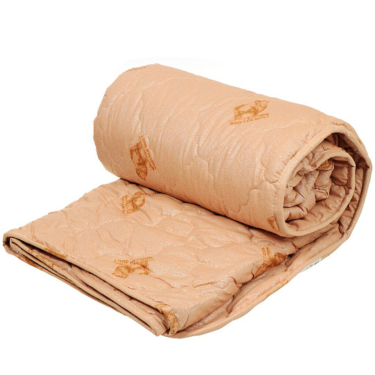 Одеяло 1.5-спальное, 140х205 см, Овечья шерсть, 50%, 50% полиэстер, 250 г/м2, всесезонное, чехол 100% полиэстер, кант, IVVA