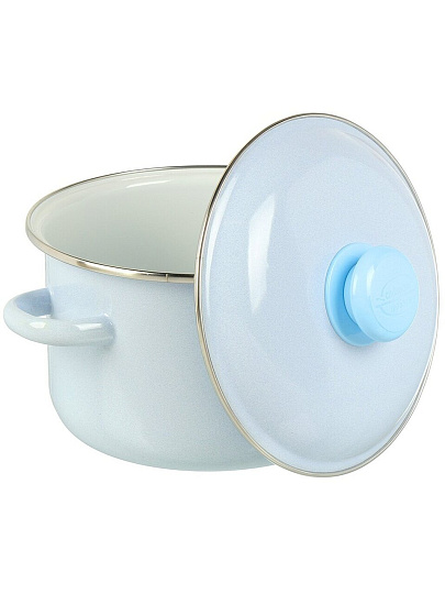 Кастрюля эмалированная сталь, 3 л, крышка сталь, цилиндрическая, Сибирские товары, 9MD181P, серо-голубая, индукция